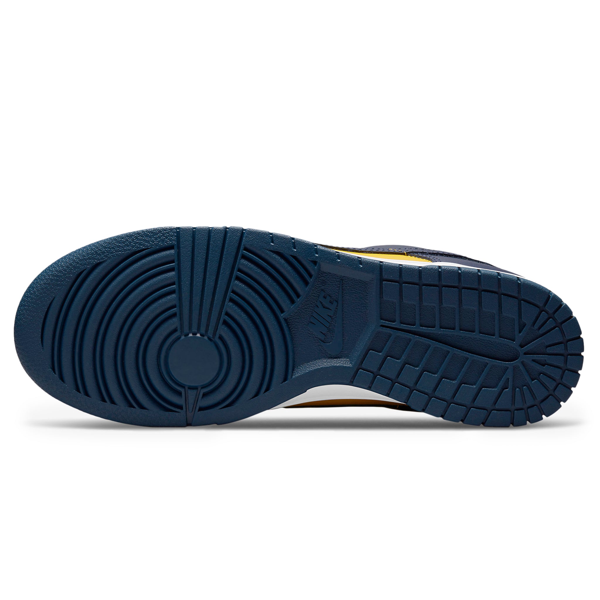 Sole view of Nike Dunk Low Michigan (2021) DD1391-700